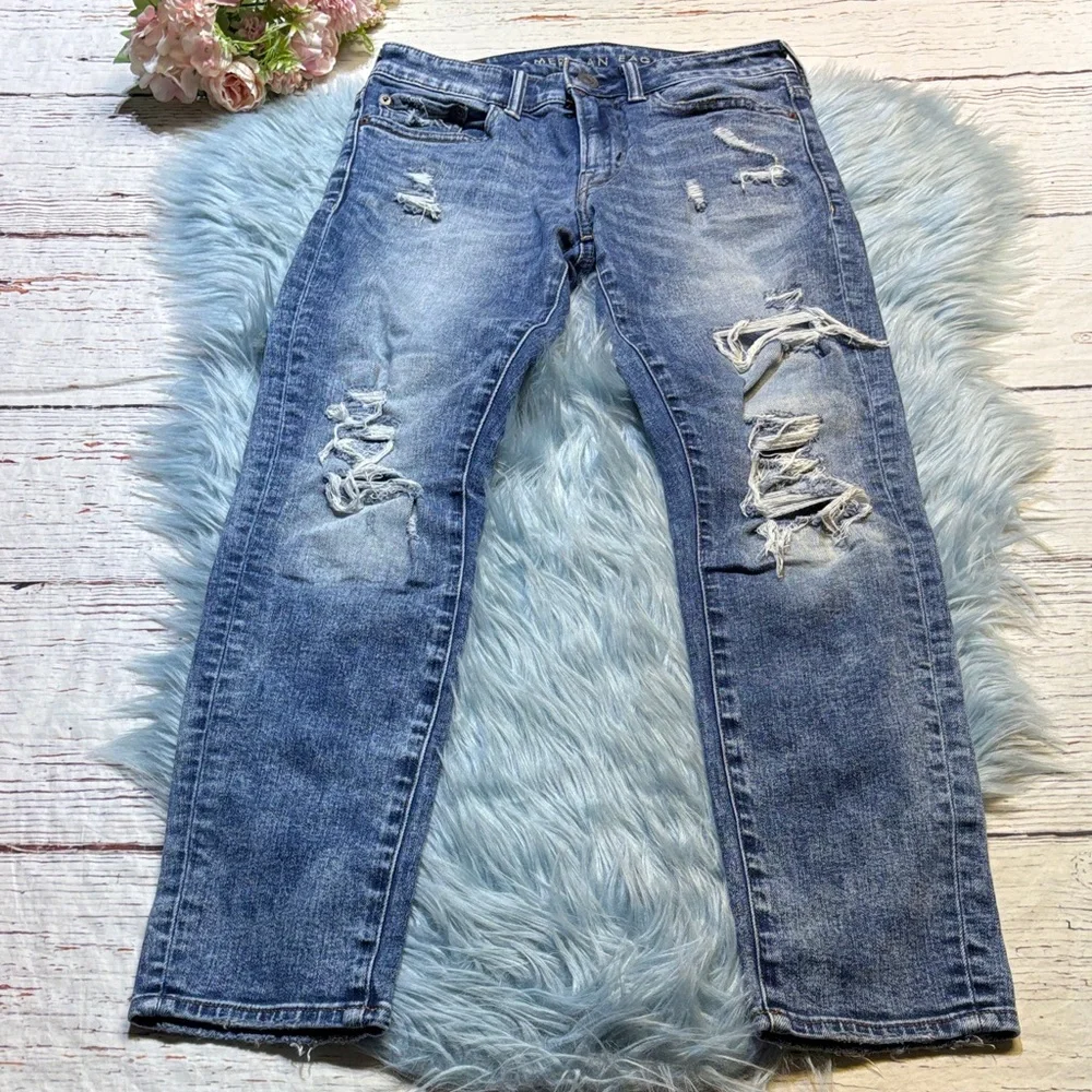 American Eagle Outfitters Skinny Fit Distressed Denim Jeans Sz 28X28